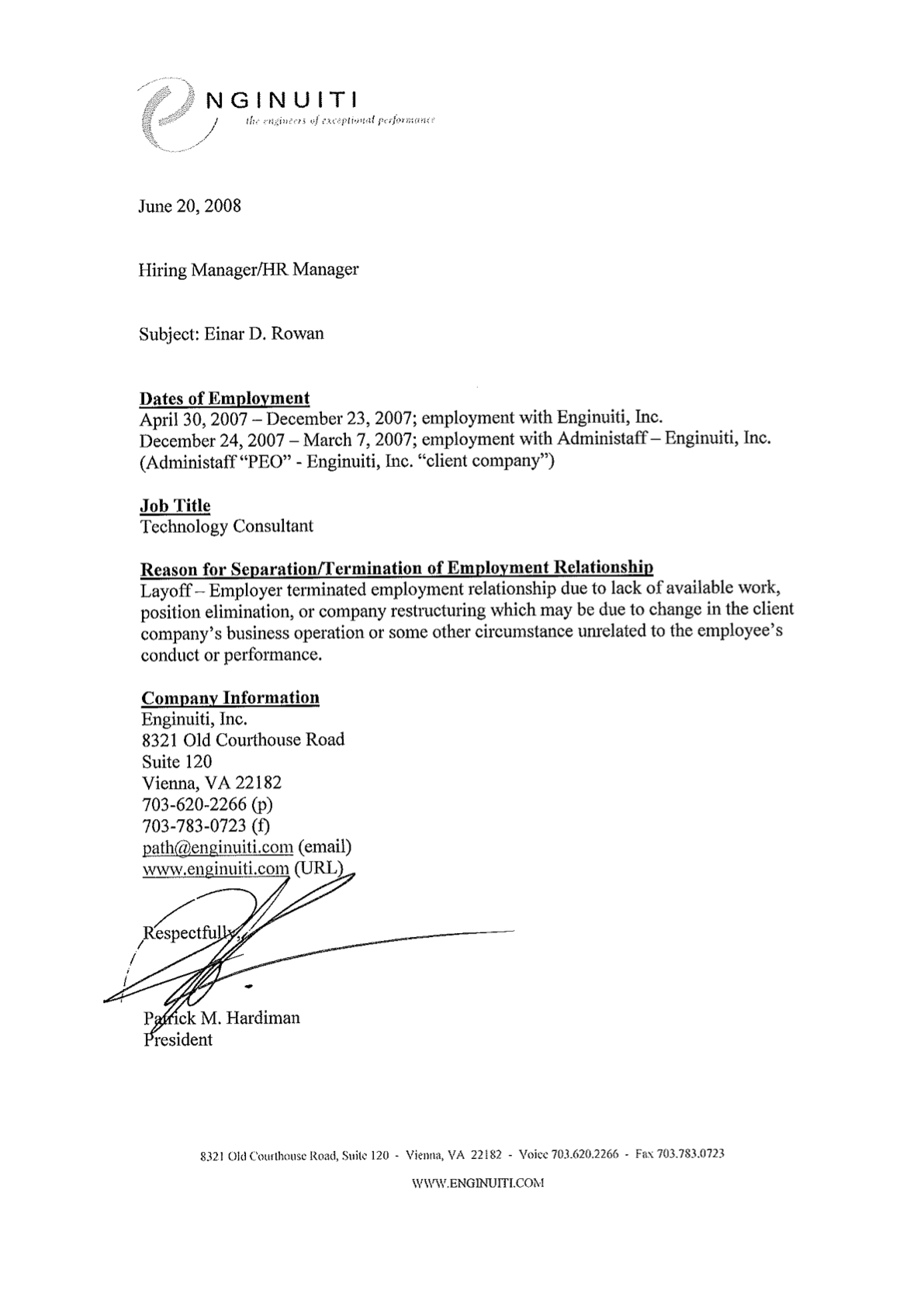 Work Reference Letter Template
